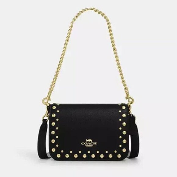 COACH QUINN  Leather HandBag With Rivets Crossbody NWT Authentic - Picture 1 of 5